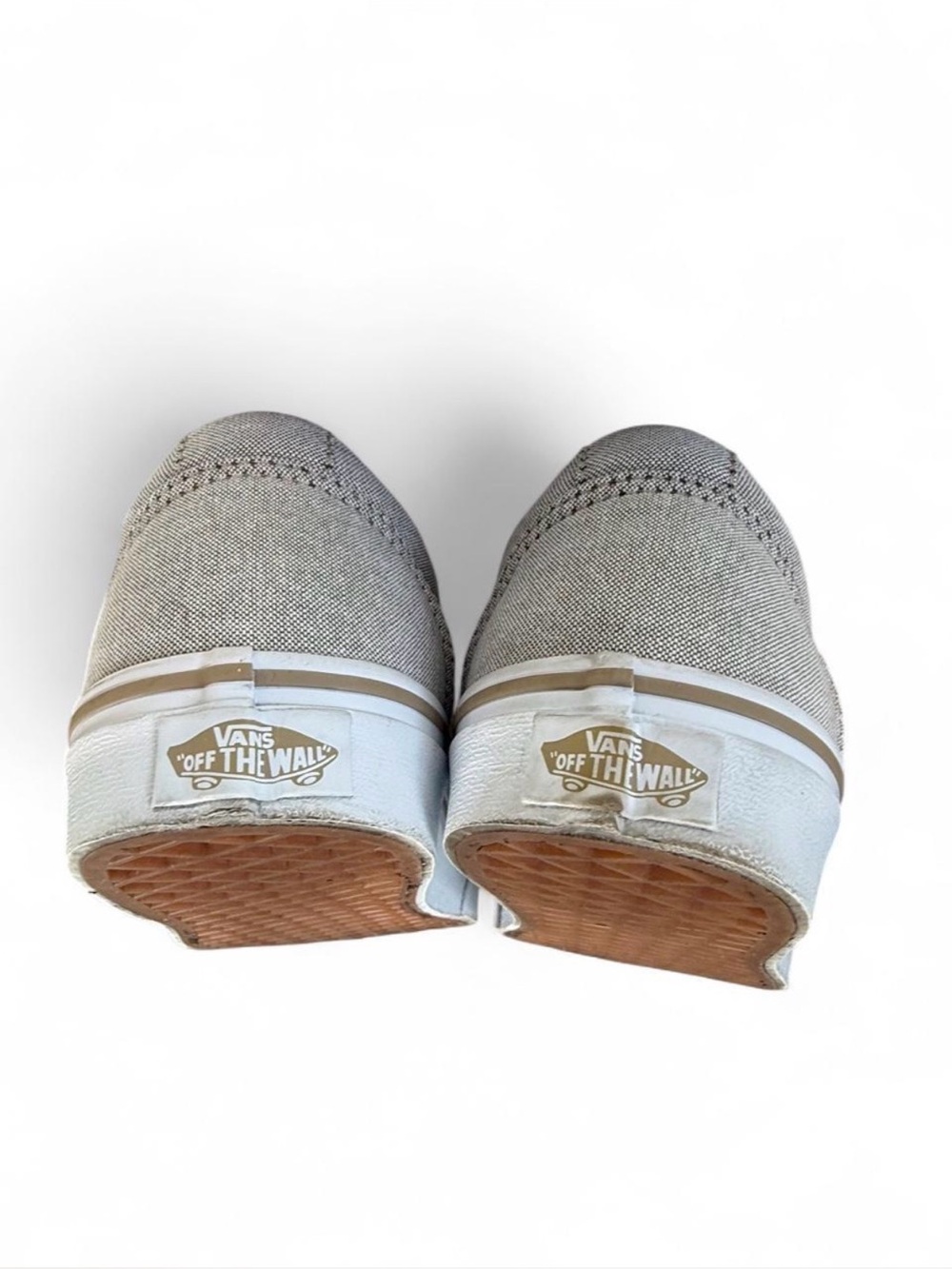 Vans Women’s Old Skool Canvas Sneakers in Taupe and White - Picture 6 of 8